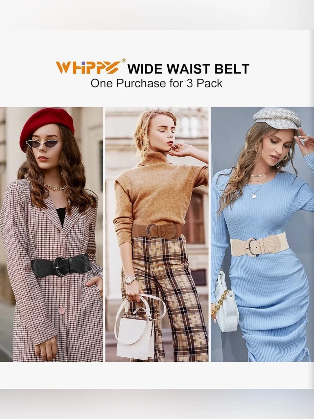 Wide Textured Stretch Belt - Available in Black, Cream, Brown